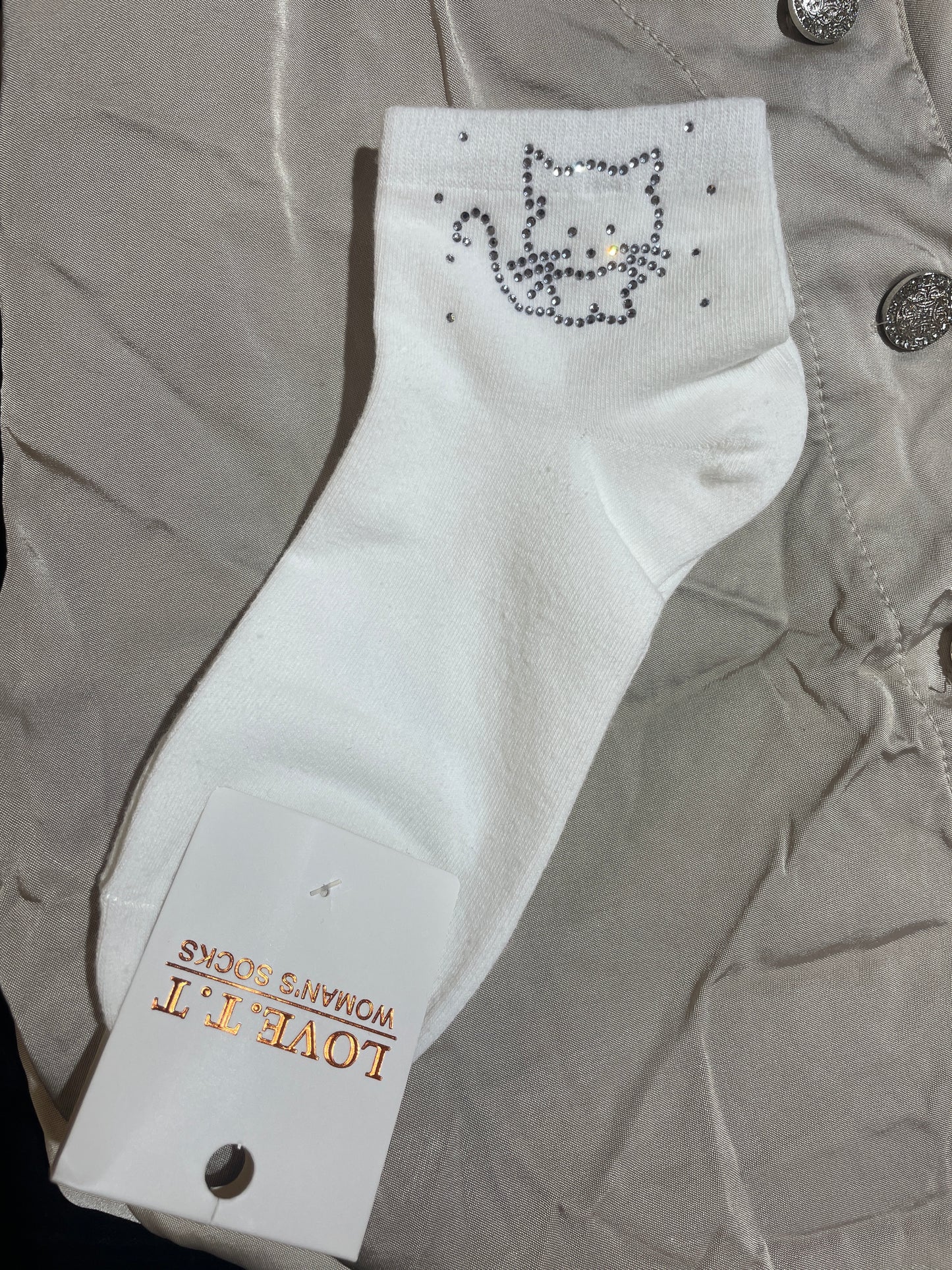 Socken Katze White