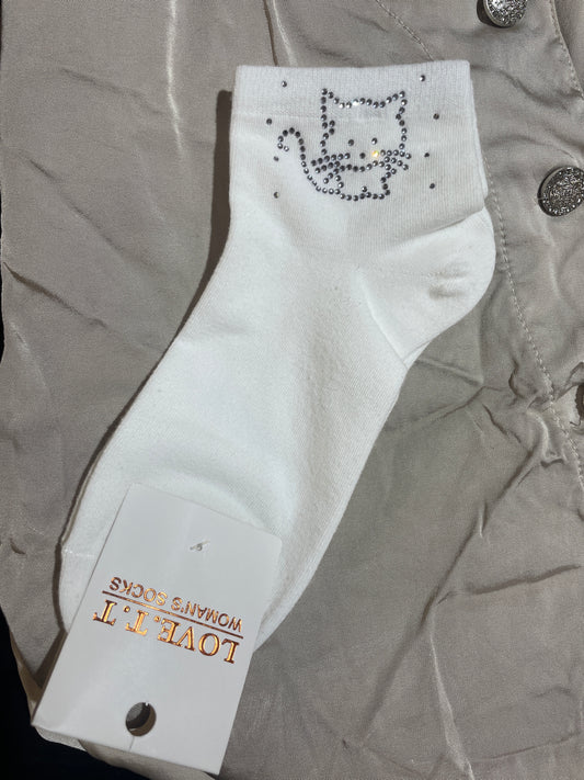 Socken Katze White