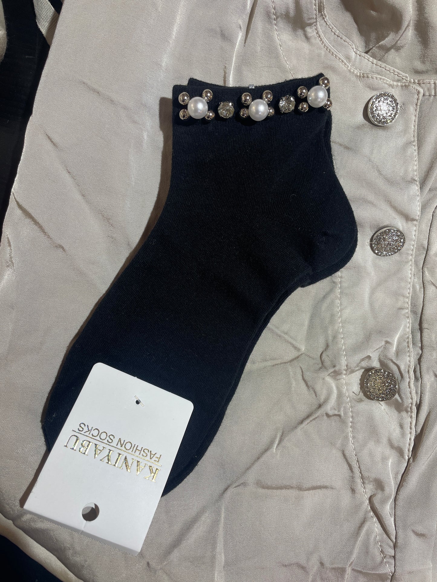 Socken Perlen Black